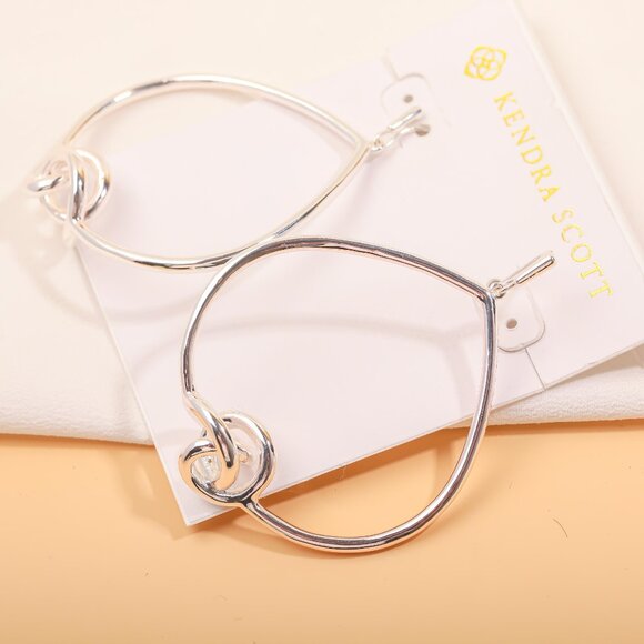 NEW Kendra Scott Presleigh Love Knot Bright Silver Earrings - Picture 2 of 3